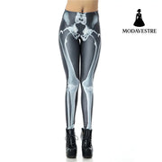 New Custom High Waist Leggins Black Leg Bone Skeleton Legins Printed Women Leggings Women Pant - MODAVESTRE