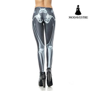 New Custom High Waist Leggins Black Leg Bone Skeleton Legins Printed Women Leggings Women Pant - MODAVESTRE