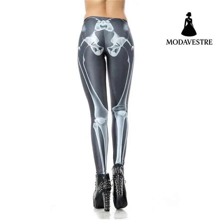 New Custom High Waist Leggins Black Leg Bone Skeleton Legins Printed Women Leggings Women Pant - MODAVESTRE