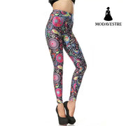 New Custom Legging 3d Digital High Waist Elastic Slim Legins Retro Cartoon Flower Print Leggins Women Leggings Pants - MODAVESTRE