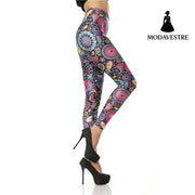 New Custom Legging 3d Digital High Waist Elastic Slim Legins Retro Cartoon Flower Print Leggins Women Leggings Pants - MODAVESTRE
