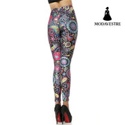 New Custom Legging 3d Digital High Waist Elastic Slim Legins Retro Cartoon Flower Print Leggins Women Leggings Pants - MODAVESTRE