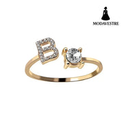 New Design Adjustable 26 Initial Letter Ring Fashion Jewelry For Women Simple Elegant Jewelry Gold / B