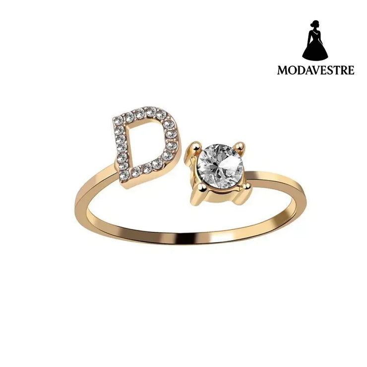 New Design Adjustable 26 Initial Letter Ring Fashion Jewelry For Women Simple Elegant Jewelry Gold / D