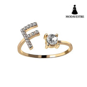 New Design Adjustable 26 Initial Letter Ring Fashion Jewelry For Women Simple Elegant Jewelry Gold / F