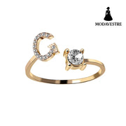 New Design Adjustable 26 Initial Letter Ring Fashion Jewelry For Women Simple Elegant Jewelry Gold / G