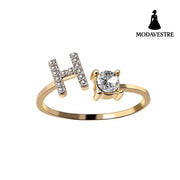 New Design Adjustable 26 Initial Letter Ring Fashion Jewelry For Women Simple Elegant Jewelry Gold / H