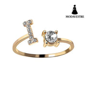 New Design Adjustable 26 Initial Letter Ring Fashion Jewelry For Women Simple Elegant Jewelry Gold / I