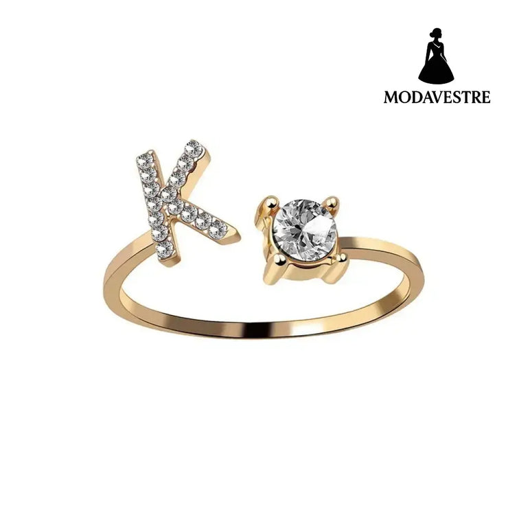 New Design Adjustable 26 Initial Letter Ring Fashion Jewelry For Women Simple Elegant Jewelry Gold / K