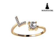 New Design Adjustable 26 Initial Letter Ring Fashion Jewelry For Women Simple Elegant Jewelry Gold / L