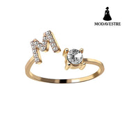 New Design Adjustable 26 Initial Letter Ring Fashion Jewelry For Women Simple Elegant Jewelry Gold / M