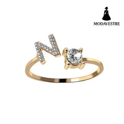 New Design Adjustable 26 Initial Letter Ring Fashion Jewelry For Women Simple Elegant Jewelry Gold / N