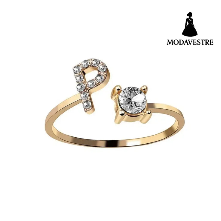 New Design Adjustable 26 Initial Letter Ring Fashion Jewelry For Women Simple Elegant Jewelry Gold / P