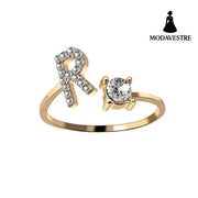 New Design Adjustable 26 Initial Letter Ring Fashion Jewelry For Women Simple Elegant Jewelry Gold / R