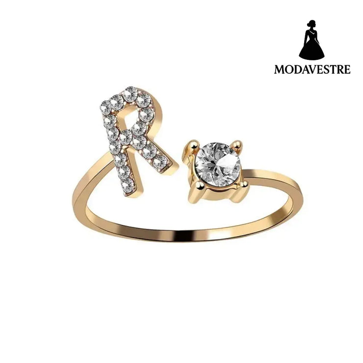 New Design Adjustable 26 Initial Letter Ring Fashion Jewelry For Women Simple Elegant Jewelry Gold / R