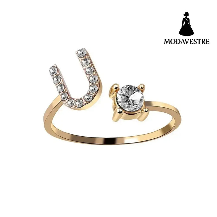 New Design Adjustable 26 Initial Letter Ring Fashion Jewelry For Women Simple Elegant Jewelry Gold / U
