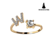 New Design Adjustable 26 Initial Letter Ring Fashion Jewelry For Women Simple Elegant Jewelry Gold / W
