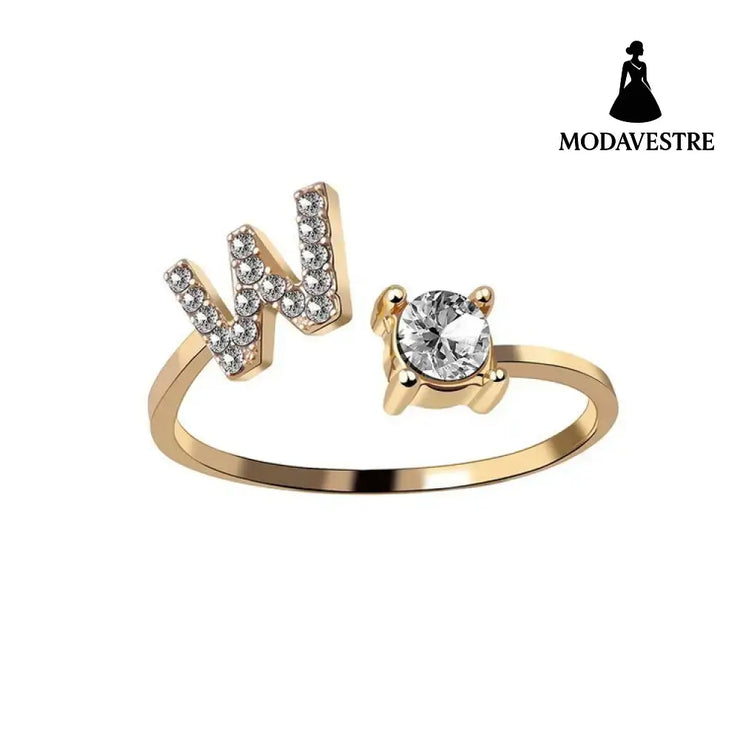 New Design Adjustable 26 Initial Letter Ring Fashion Jewelry For Women Simple Elegant Jewelry Gold / W
