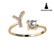 New Design Adjustable 26 Initial Letter Ring Fashion Jewelry For Women Simple Elegant Jewelry Gold / Y
