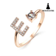 New Design Adjustable 26 Initial Letter Ring Fashion Jewelry For Women Simple Elegant Jewelry Rose gold / E