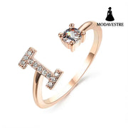 New Design Adjustable 26 Initial Letter Ring Fashion Jewelry For Women Simple Elegant Jewelry Rose gold / I