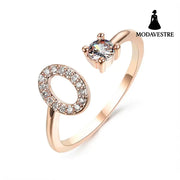 New Design Adjustable 26 Initial Letter Ring Fashion Jewelry For Women Simple Elegant Jewelry Rose gold / O