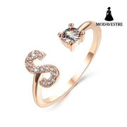 New Design Adjustable 26 Initial Letter Ring Fashion Jewelry For Women Simple Elegant Jewelry Rose gold / S