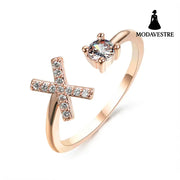 New Design Adjustable 26 Initial Letter Ring Fashion Jewelry For Women Simple Elegant Jewelry Rose gold / X