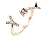 New Design Adjustable 26 Initial Letter Ring Fashion Jewelry For Women Simple Elegant Jewelry Rose gold / Y