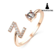 New Design Adjustable 26 Initial Letter Ring Fashion Jewelry For Women Simple Elegant Jewelry Rose gold / Z