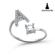 New Design Adjustable 26 Initial Letter Ring Fashion Jewelry For Women Simple Elegant Jewelry Silver / A