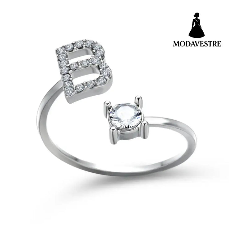 New Design Adjustable 26 Initial Letter Ring Fashion Jewelry For Women Simple Elegant Jewelry Silver / B