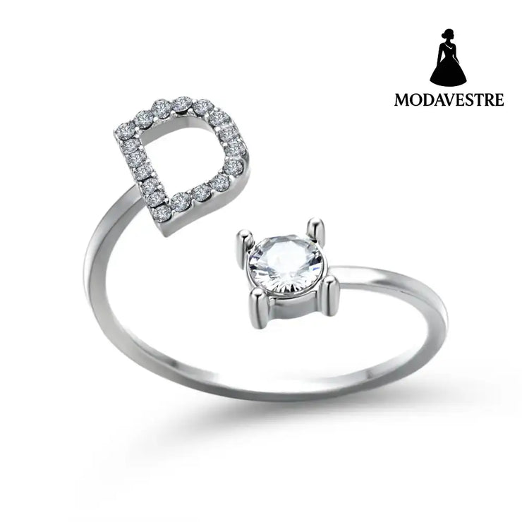 New Design Adjustable 26 Initial Letter Ring Fashion Jewelry For Women Simple Elegant Jewelry Silver / D
