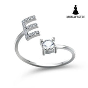 New Design Adjustable 26 Initial Letter Ring Fashion Jewelry For Women Simple Elegant Jewelry Silver / E