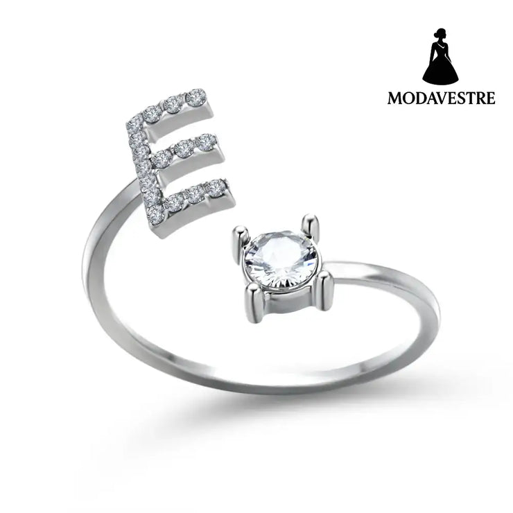 New Design Adjustable 26 Initial Letter Ring Fashion Jewelry For Women Simple Elegant Jewelry Silver / E