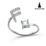 New Design Adjustable 26 Initial Letter Ring Fashion Jewelry For Women Simple Elegant Jewelry Silver / F