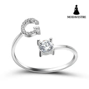 New Design Adjustable 26 Initial Letter Ring Fashion Jewelry For Women Simple Elegant Jewelry Silver / G