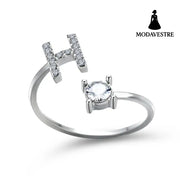 New Design Adjustable 26 Initial Letter Ring Fashion Jewelry For Women Simple Elegant Jewelry Silver / H