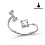 New Design Adjustable 26 Initial Letter Ring Fashion Jewelry For Women Simple Elegant Jewelry Silver / I