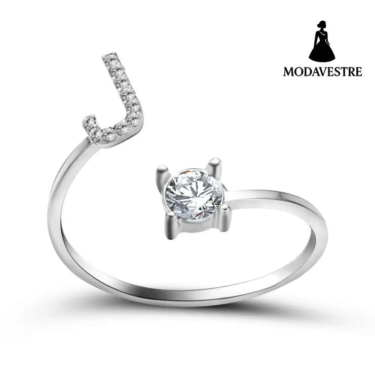 New Design Adjustable 26 Initial Letter Ring Fashion Jewelry For Women Simple Elegant Jewelry Silver / J