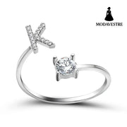 New Design Adjustable 26 Initial Letter Ring Fashion Jewelry For Women Simple Elegant Jewelry Silver / K