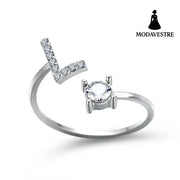 New Design Adjustable 26 Initial Letter Ring Fashion Jewelry For Women Simple Elegant Jewelry Silver / L