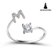 New Design Adjustable 26 Initial Letter Ring Fashion Jewelry For Women Simple Elegant Jewelry Silver / M