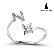 New Design Adjustable 26 Initial Letter Ring Fashion Jewelry For Women Simple Elegant Jewelry Silver / N