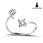 New Design Adjustable 26 Initial Letter Ring Fashion Jewelry For Women Simple Elegant Jewelry Silver / P