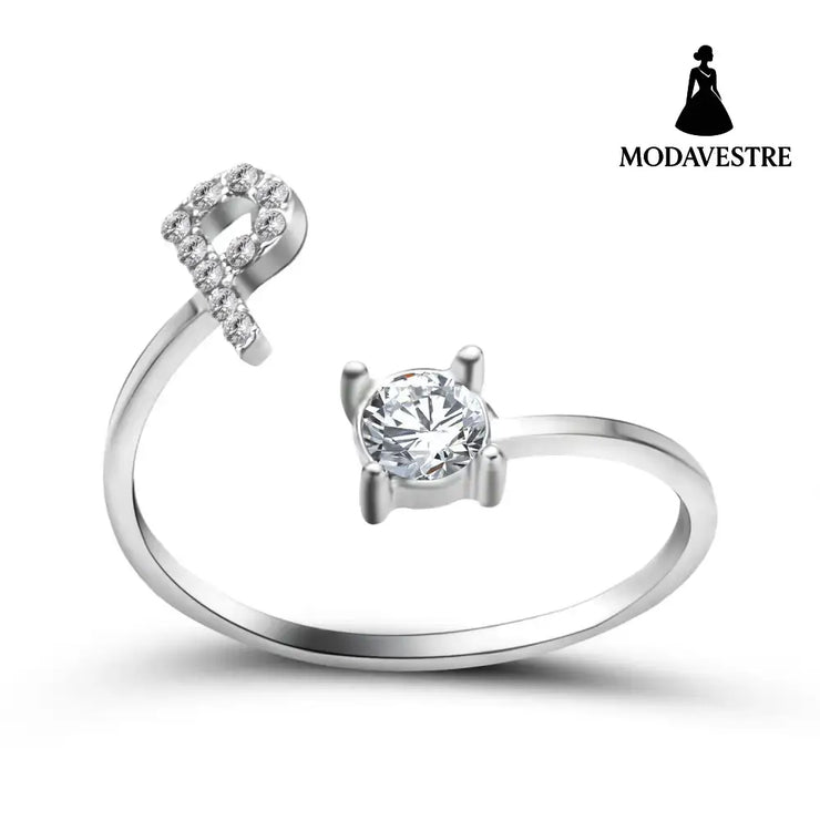 New Design Adjustable 26 Initial Letter Ring Fashion Jewelry For Women Simple Elegant Jewelry Silver / P