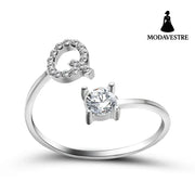 New Design Adjustable 26 Initial Letter Ring Fashion Jewelry For Women Simple Elegant Jewelry Silver / Q
