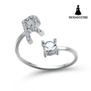 New Design Adjustable 26 Initial Letter Ring Fashion Jewelry For Women Simple Elegant Jewelry Silver / R