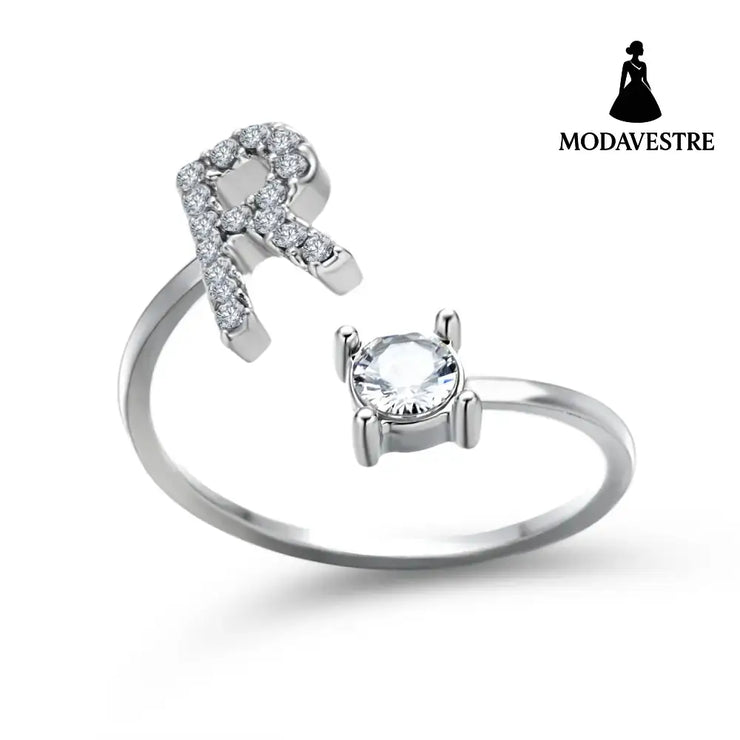 New Design Adjustable 26 Initial Letter Ring Fashion Jewelry For Women Simple Elegant Jewelry Silver / R
