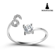 New Design Adjustable 26 Initial Letter Ring Fashion Jewelry For Women Simple Elegant Jewelry Silver / S